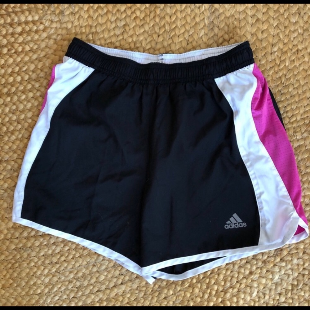 Adidas black white pink shorts small